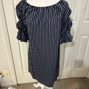 Westport Navy and White Striped Dress size S